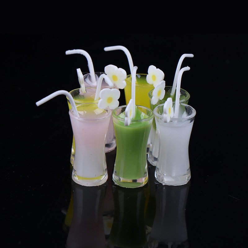 4pcs 1/12 Dollhouse Miniature Resin Cocktail Cup Drink Glass Toy Doll House Decoration 1:12 Simulation Room Furniture Toys