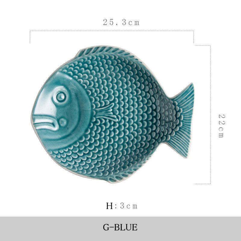 Série de peixes gelo crepitação esmalte placa cerâmica pratos de peixe comida rápida bandeja de frutas cesta de comida utensílios de mesa da família presente de natal 1pcs