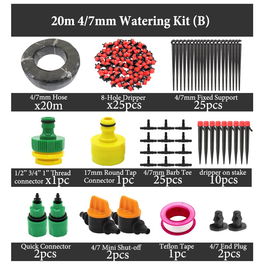50M 40M 30M 5M Garden Drip Irrgation Kits System Home Automatic Watering Plants Device Adjustable Dripper Fittings Tap Adapter: BxSDL015J