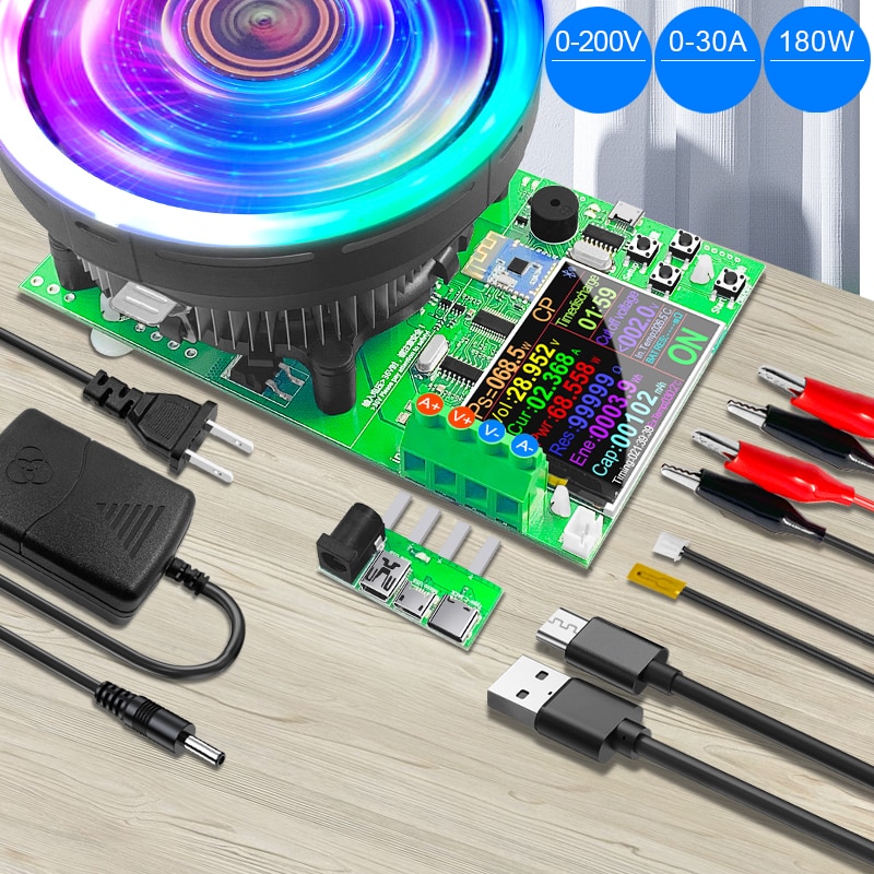DL24P 180W 2.4 Inch DC USB Tester Electronic Load APP 18650 Battery Capacity Monitor Discharge Charge Power Meter Checker