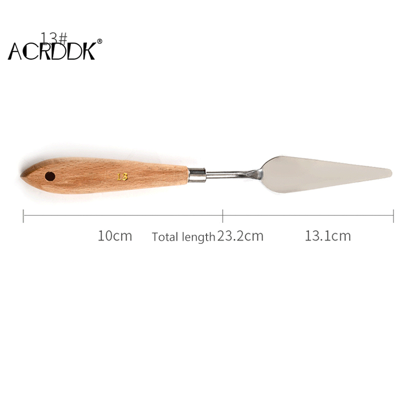 Palette Knife Painting Stainless Steel Spatula Palette Knife Oil Paint Metal Knives Wood Handle DF: 13