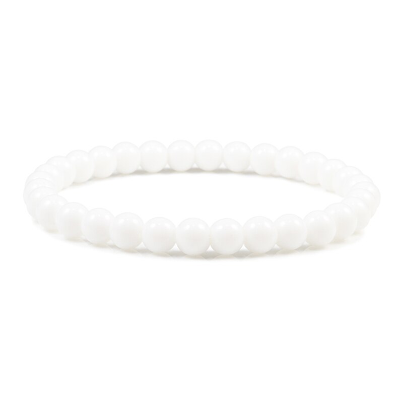 Trendy 6Mm Zwart Wit Kralen Armbanden Natuurlijke Lava Steen Tijgeroog Turkoois Classic Elasticiteit Bangles Voor Vrouwen Mannen Sieraden: White light