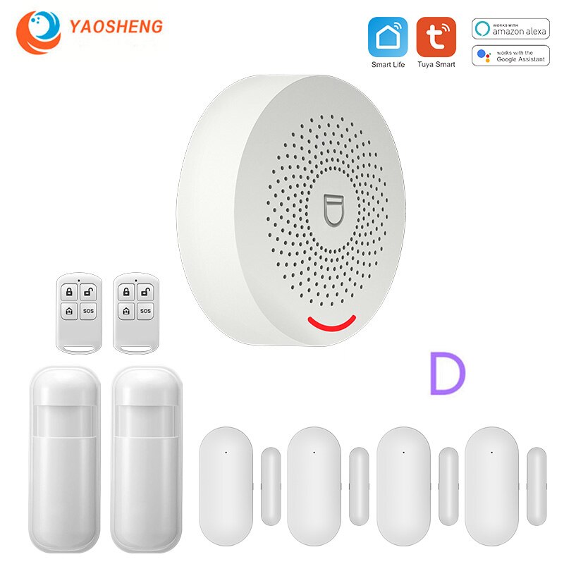 WIFI Intelligent Alarm Security System With Door Sensor Smart Life&amp;Tuya App Control Compatible With Alexa &amp; Google Assistant: D / EU plug