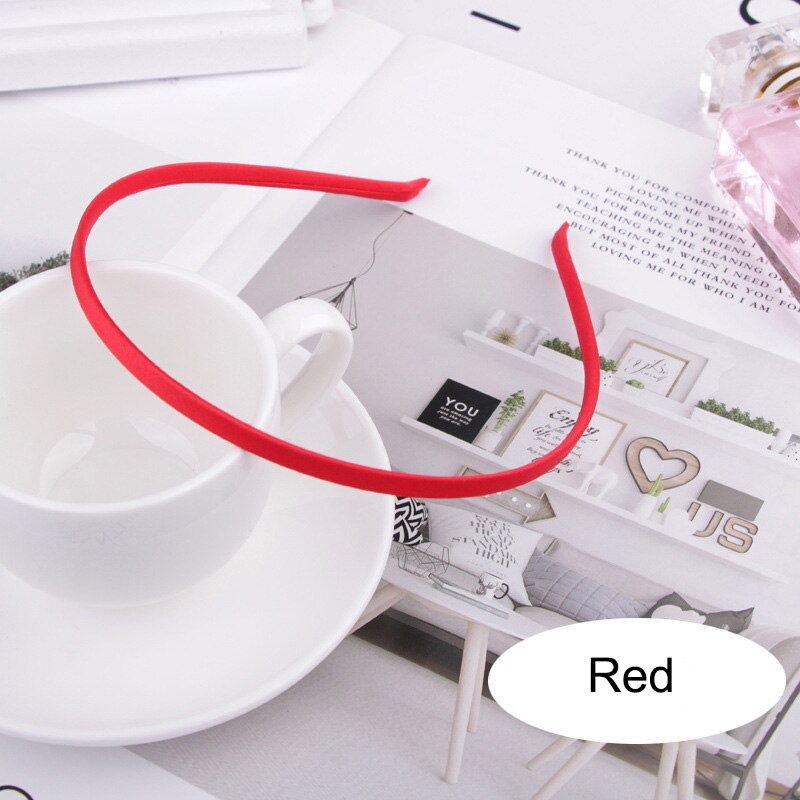 10 sztuk zwykły stałe 5MM satynowa pokryte żywicy Hairbands ze stali nierdzewnej pałąk akcesoria do włosów dla dorosłych dzieci prezent: red
