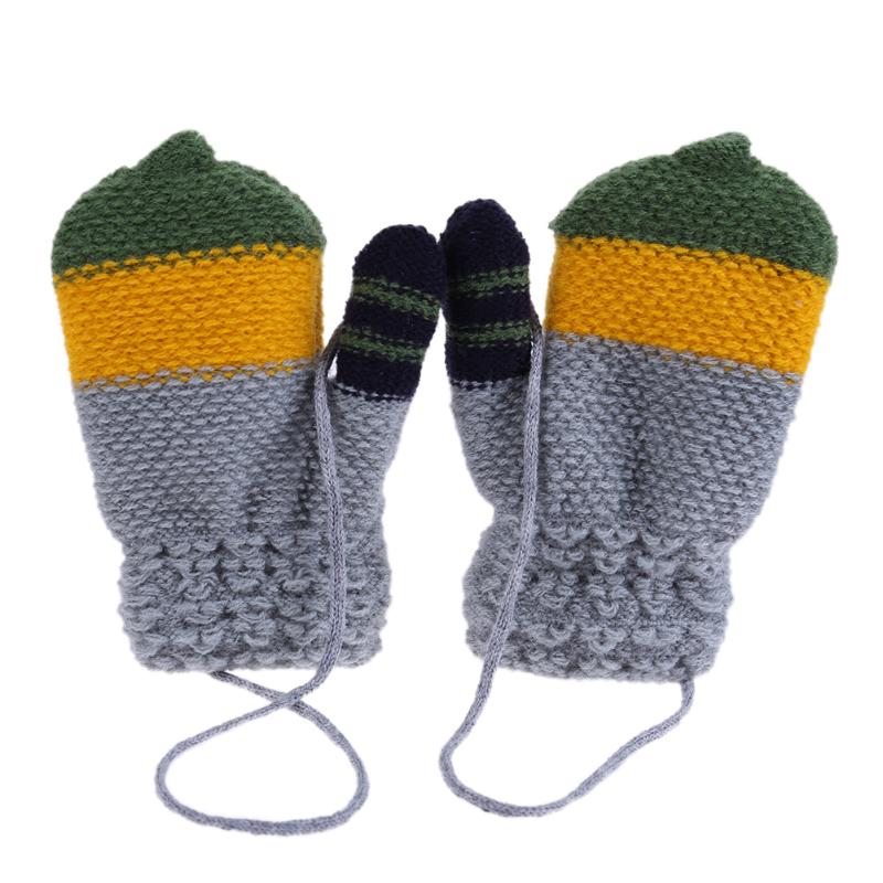 Children Knitted Elastic Fleece Thick Crochet Gloves Full Finger Mittens Cartoon Bird Mittens Warm Winter Gloves for Kids