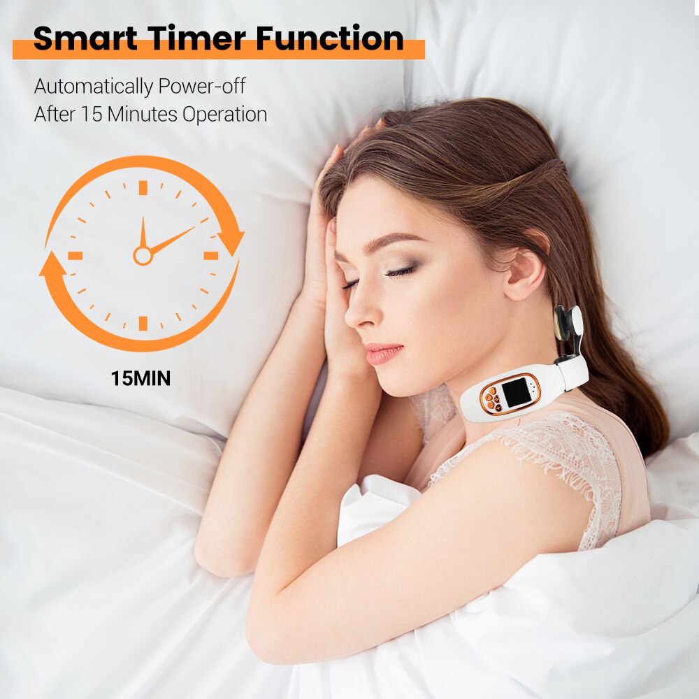 Smart EMS 6 Heads Neck Massager Shoulder Cervical Massager Micro-current Electric Compress Pulse Neck Protector Pain Relieve
