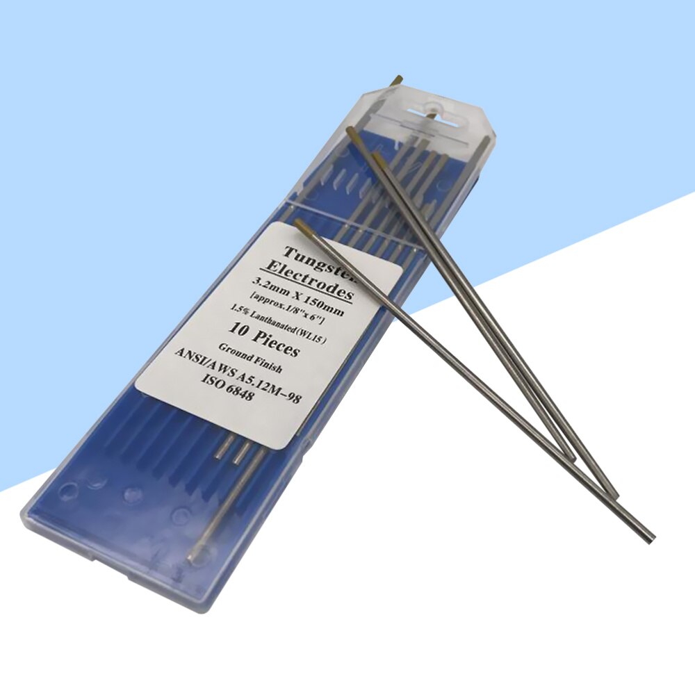 10pcs/1 Bag TIG Welding Tungsten Electrodes 1.5% Lanthanated WL15 Tungsten Electrode Welding Rods (1.6MM x 150MM): Silver 7
