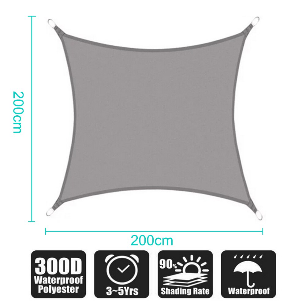 Waterproof Sun Shade Sail Awning Sun Shelter for Outdoor Canopy Garden Patio Camping Tent Large Shade Cloth Sunshade Protection: 200x200cm