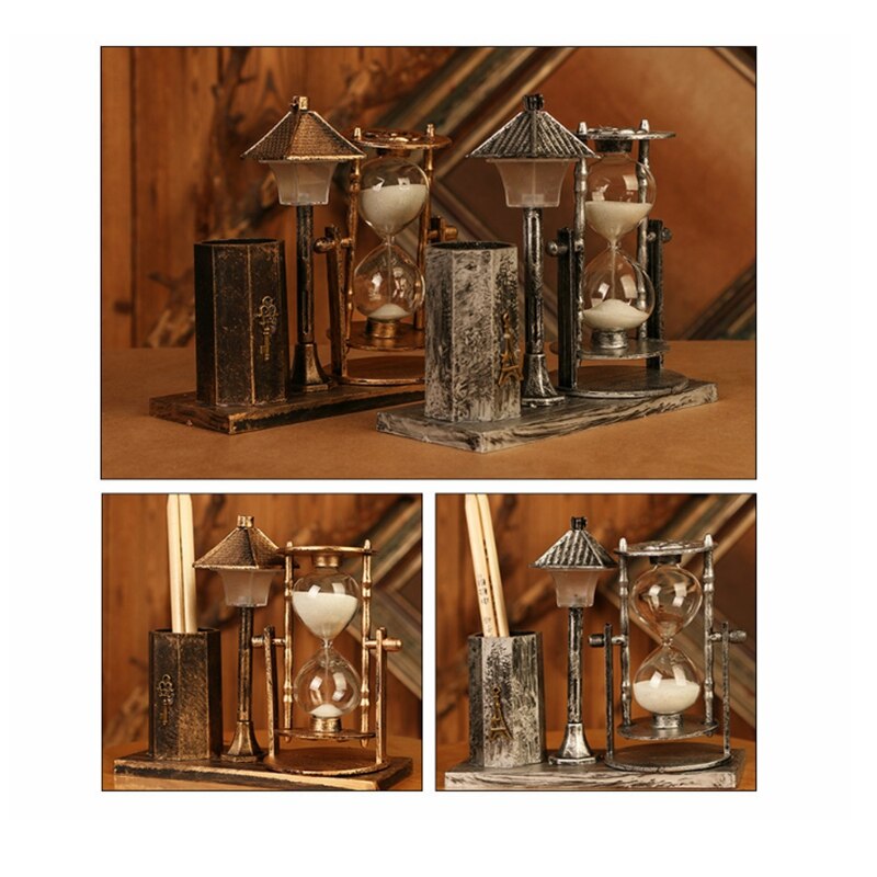 Sandglas ornamen antik kviksand gade lampe pen holder studerende hvid timeglas dobbelt farve natlys