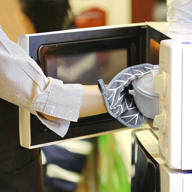 2pcs Kitchen Potholders Pad and Stove Oven Gloves Set Mitts Heat Resistant Thermal Anti-heat Take Pot Cooking Baking Gloves