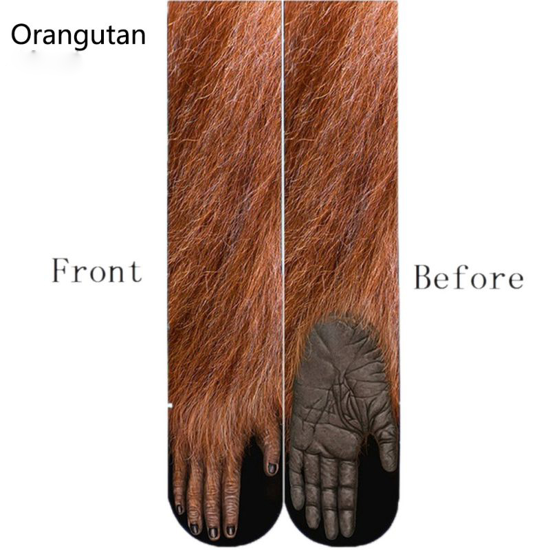 Adult children 3D Print Animal Paw Socks Unisex Crew Cat Long Stocks Elastic Breathable sport Sock Duck Horse Cat Paw cow Hoof: D / 40cm