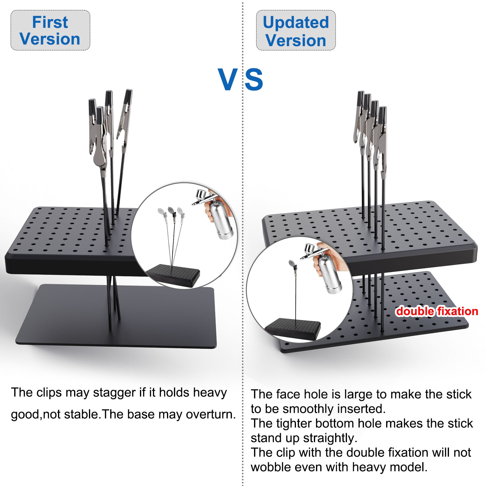 Evemodel 14X9 Holes Painting Stand Base 10pcs 20pcs Alligator Clips With Rubber Cover Set Updated Modeling Tools GJJC09