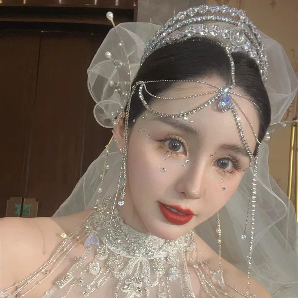 Trendy Charming Rhinestone Head Chain Forehead Headband Idian African Hair Accesories Tiara Headdress BOHO Acessórios De Cabelo