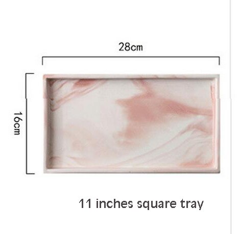 Nordic Pink Ceramic Storage Box Tray Marble Pattern Bedroom Jewelry Storage Board Kitchen Tableware Living Room Decoration: 5