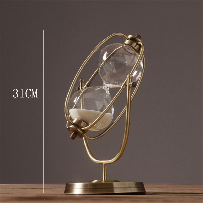 Reloj de arena de Metal, con temporizador de cuenta atrás, decoración de escritorio, decoración del hogar, 15/30/60 minutos: B 31cm 30min