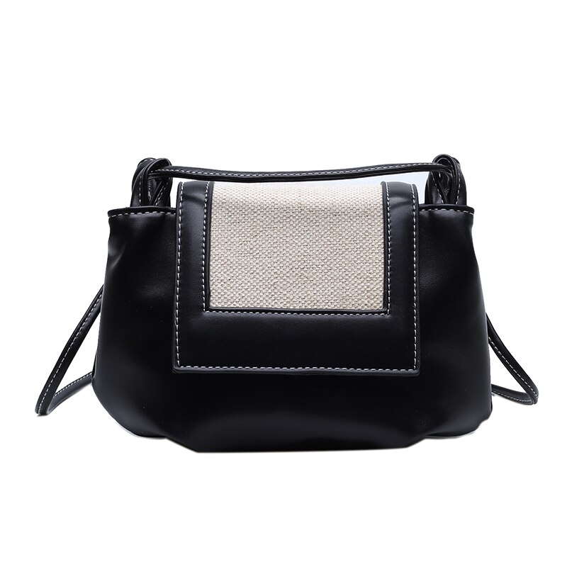 Einfache Feste Farbe Kleine PU Leder Klappe Umhängetaschen für Frauen Sommer modisch gebrandmarkt Damen Schulter Handtaschen: Schwarz