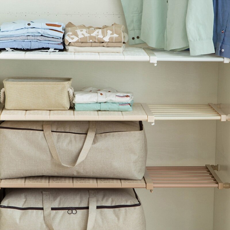 Retractable Closet Organizer Shelf Adjustable Kitchen Cabinet Storage Holder Cupboard Rack Wardrobe Organizer Bathroom Shelf Bei