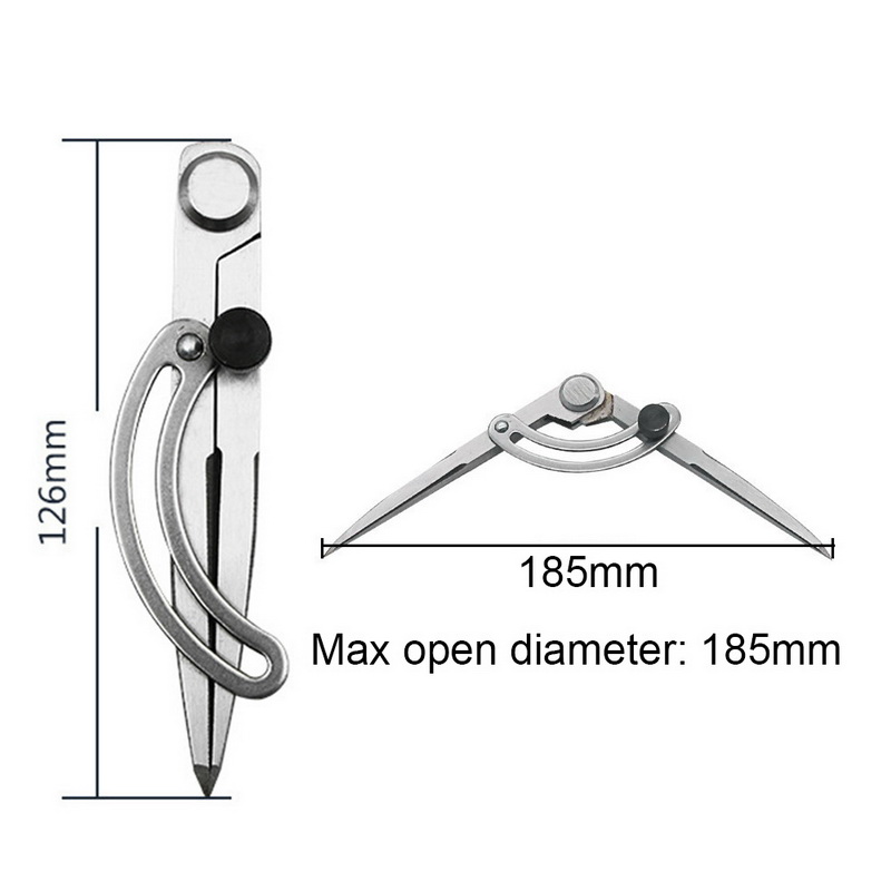 Divisor de alas de acero al carbono lápiz de marcado de compás-Círculo fabricante garabato ajustable para artesano estudiante de arquitectura: 126mm
