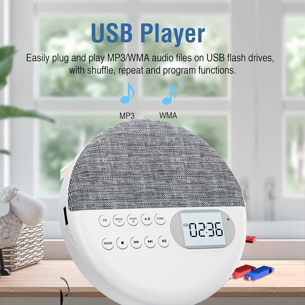 Multi-function Portable CD Player Two-way Bluetooth5.0 Speaker MP3 Player With Anti Skip Protection Dual Stereo CD Music Walkman