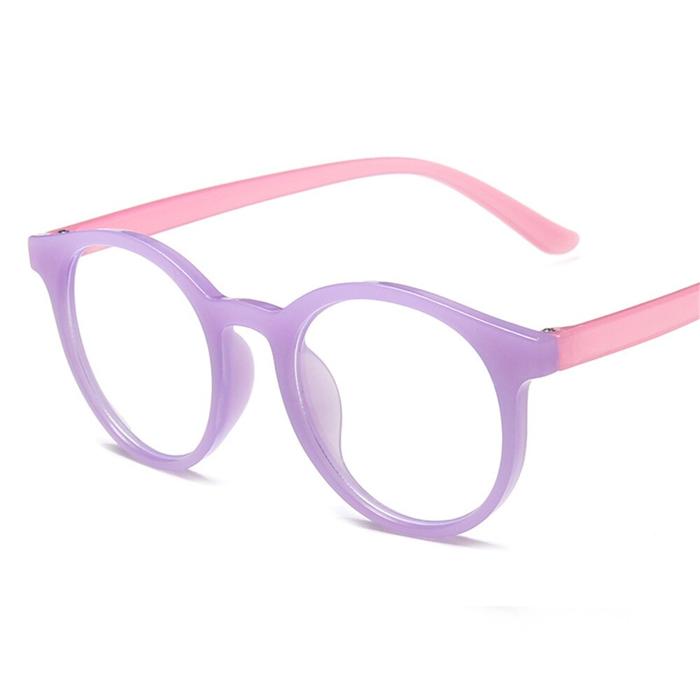 Anti Blue Light Glasses Kids Round Eyeglasses Boys Girls Computer Clear Lens Spectacles Children Optical Frame: purple pink
