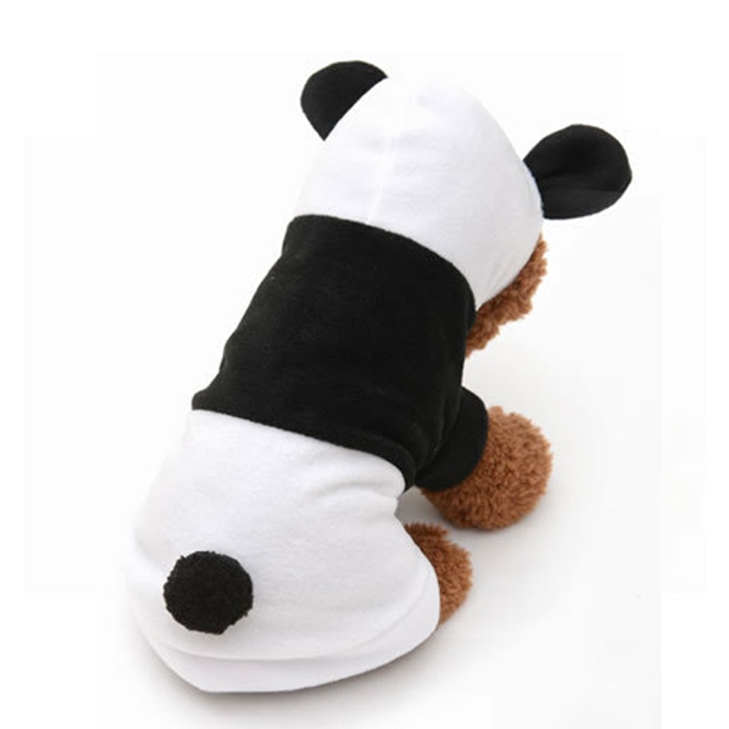Leuke Pet Jas Hond Panda Kostuum Wit Zwart Cosplay Voor Kat Hond Fleece Hoodie Hond Jas Kleding 2-Legged hooded Jas Jurk