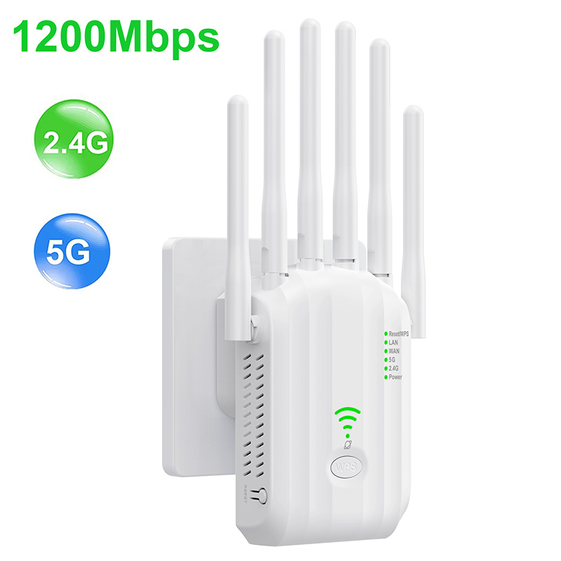 WiFi Repeater 1200Mbps 2.4GHz/5GHz Wireless Range Extender Signal Amplifier Wi-Fi Repetidor Booster EU/US Plug For Home Office: WHITE / Eu plug