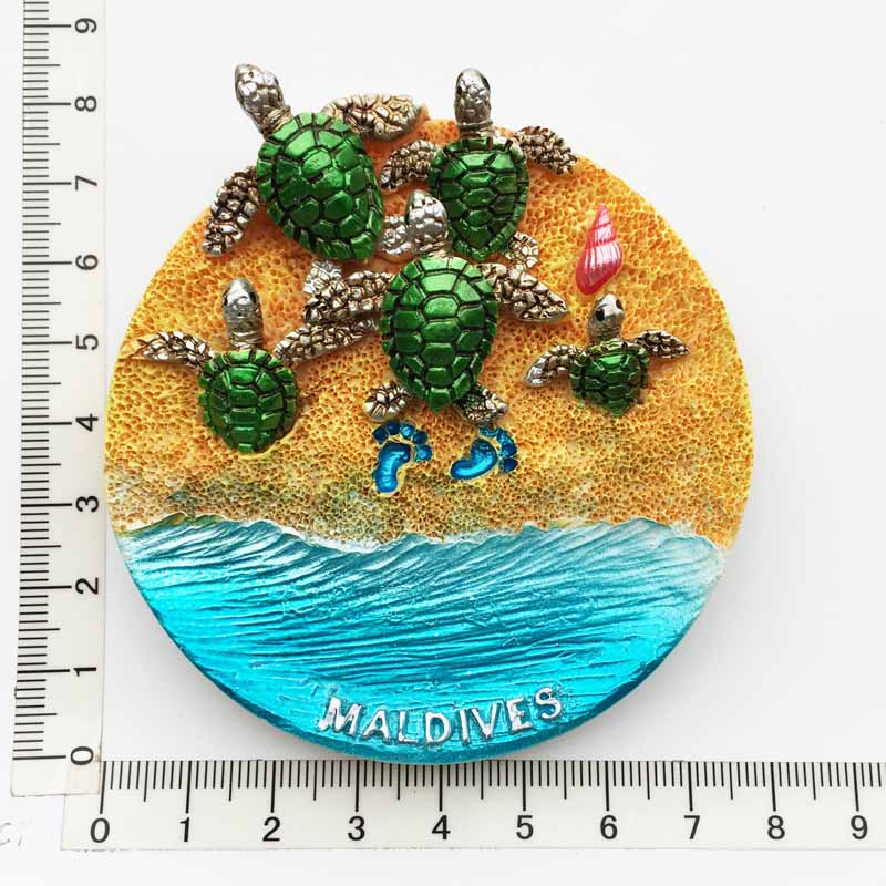 Imanes de nevera de recuerdo turístico de Maldivas asiáticas, artículos de decoración, artesanías, de colección de refrigerador magnético: Castaño