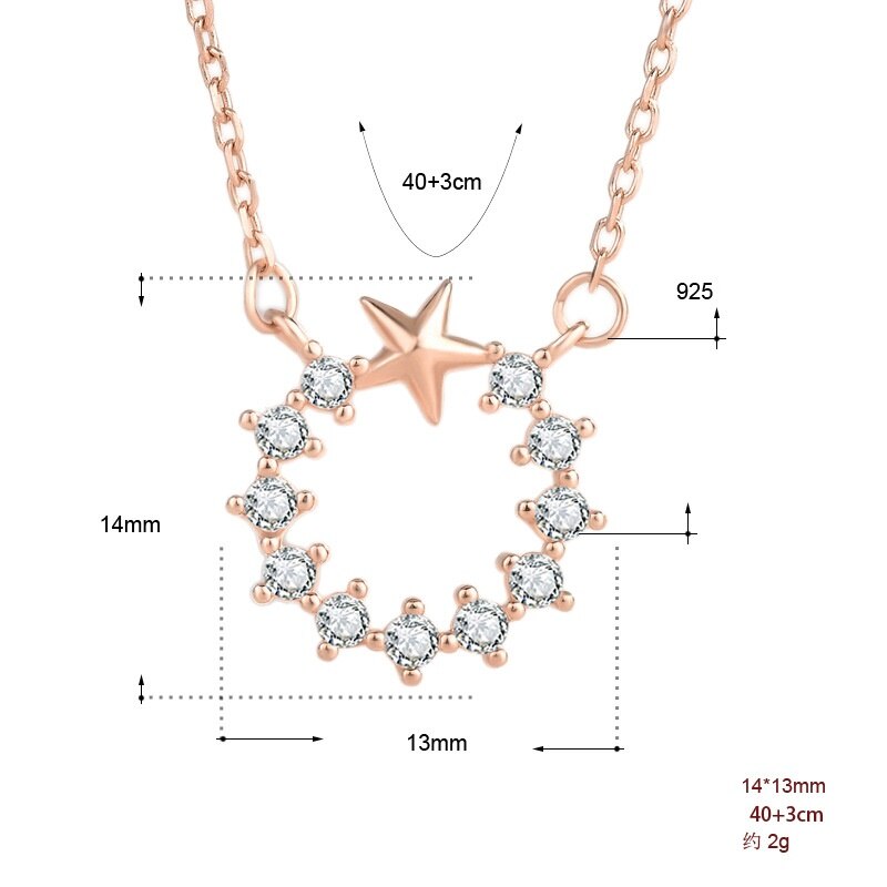 ML52 Sterling Silver Star Necklace Female Star Style Women Pendant Beautiful Jewelry for Sisters