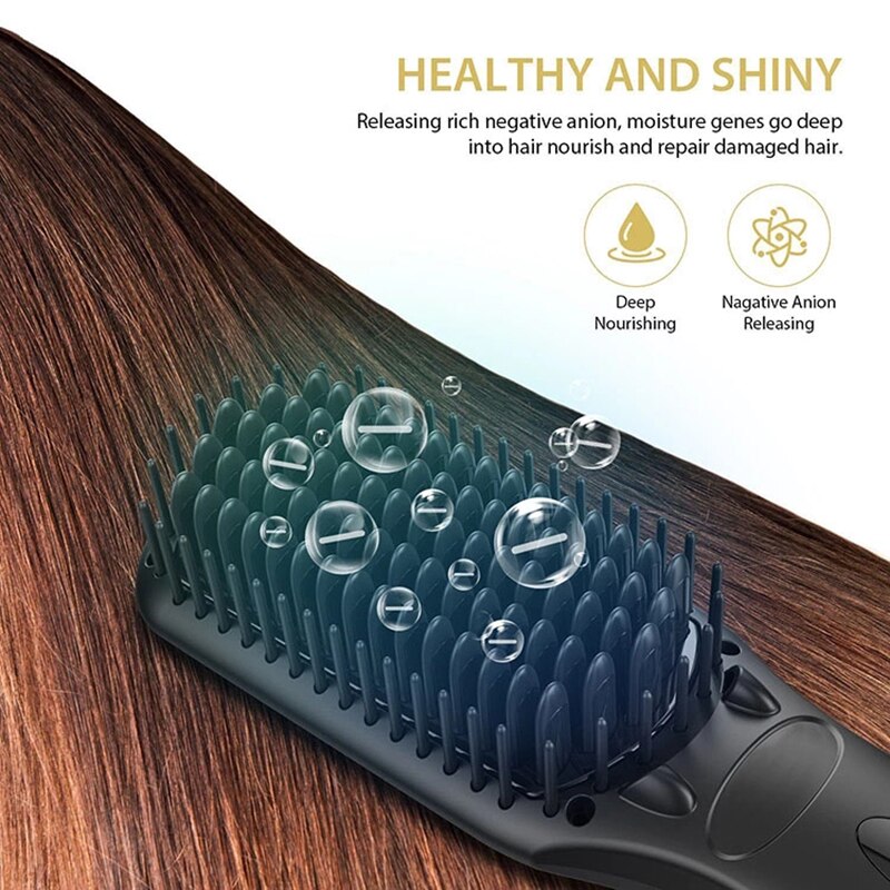 Elektrisk hår skæg glattebørste anti-skoldning keramisk jern skæg styler kam varme glattejern kam til lang kort  s102