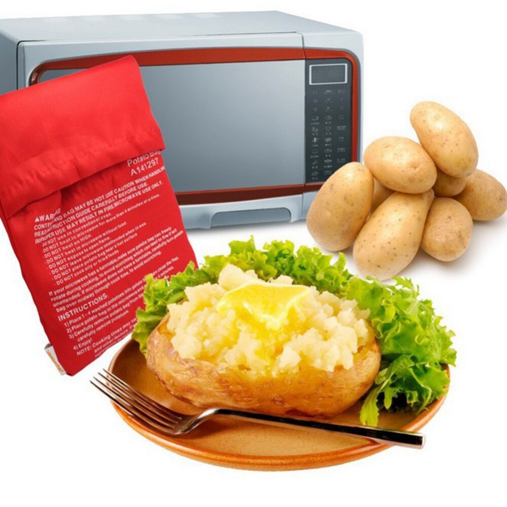 Rood Wasbare Fornuis Tas Wasbaar Gebraden Zak Magnetron Koken Aardappel Quick Fast Gebakken Aardappelen Pocket Om Te Koken Keuken Gadget