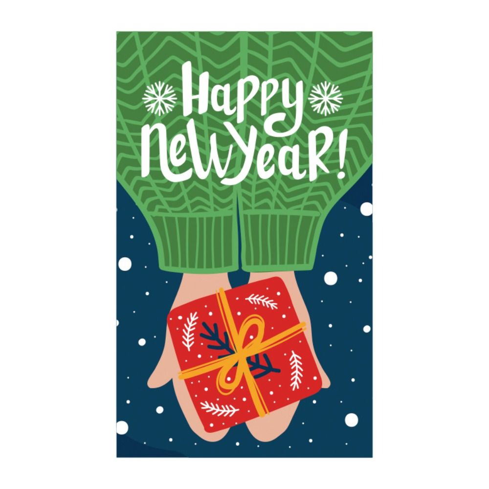 50 stk. god jul-kort godt år melding hilsen postkort juletre hjort pakkeinnlegg innpakning dekor: Blandet farge