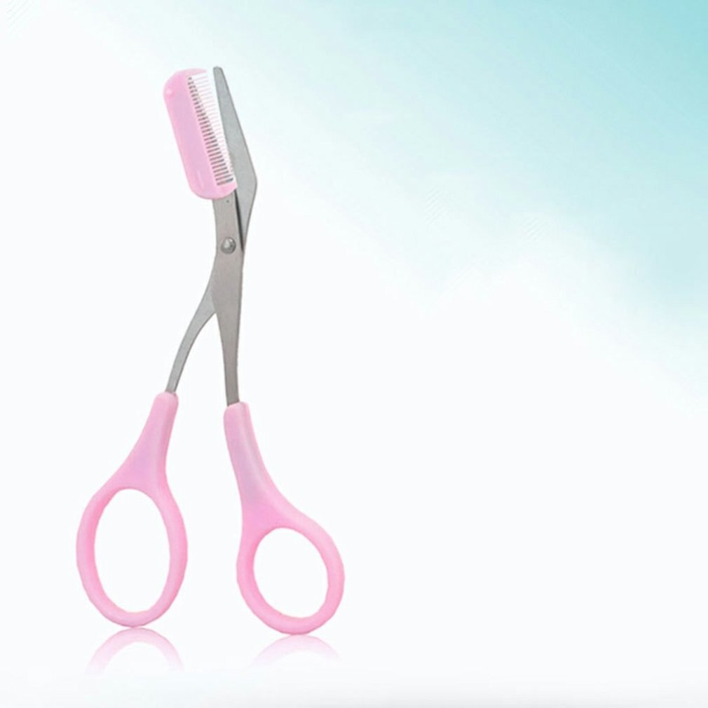 1 paire de ciseaux à sourcils de style coréen, peigne rose, ciseaux, ensemble deux en un, outils de beauté