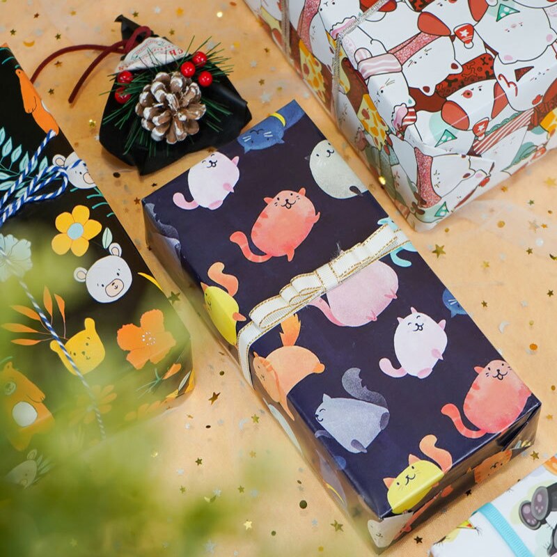 50x70cm Animal Cartoon Style Wrapping Paper Roll for Wedding Kids Birthday Baby Shower Wrap Craft Paper Decor