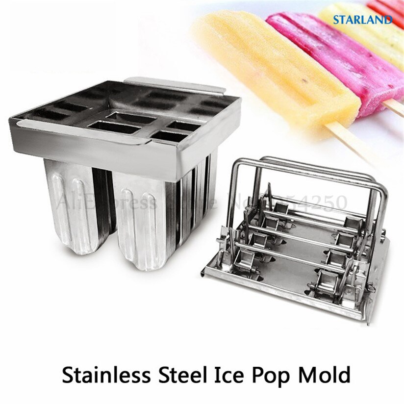 8 celler ice pop mold kommerciel diy popsicle ice lolly forme rustfrit stål ice bar bar forme med stick holder 6 muligheder