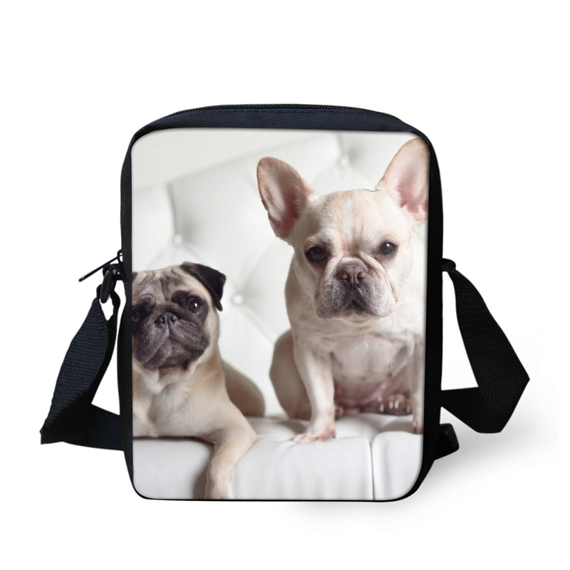 Mini bolsos cruzados con estampado 3D de Bulldog Francés para mujer, bandolera de viaje, bolso de hombro: Oro