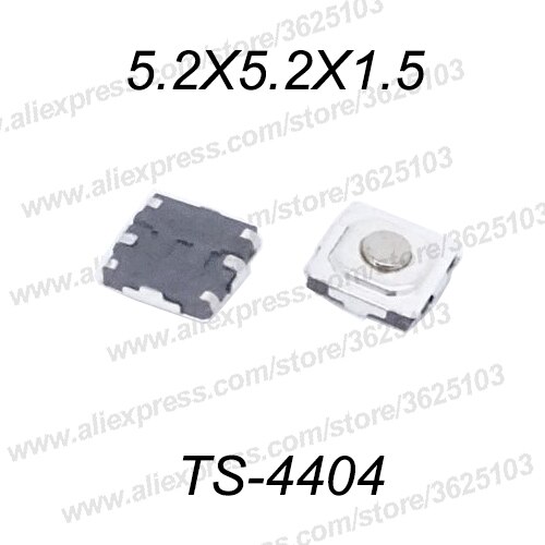 50 stks/partij SMD 4*4*1.5mm (5.2*5.2*1.5mm) tactile Tact Push Button Micro Schakelaar Momentary Push Knop Koper Hoofd/Rubber Hoofd etc.: 5.2x5.2x1.5 Utype