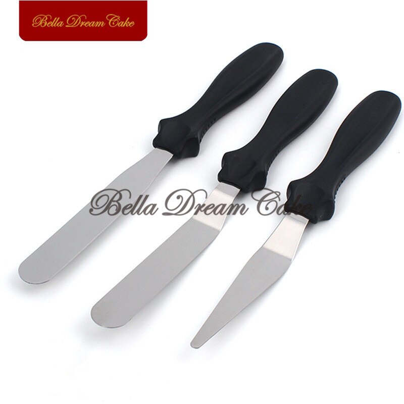 4" Stainless Steel Cake Spatula Buttercream Icing Frosting Knife Pastry Cake Smoother Cake Decorating Tools Baking Accessories: 3pcs