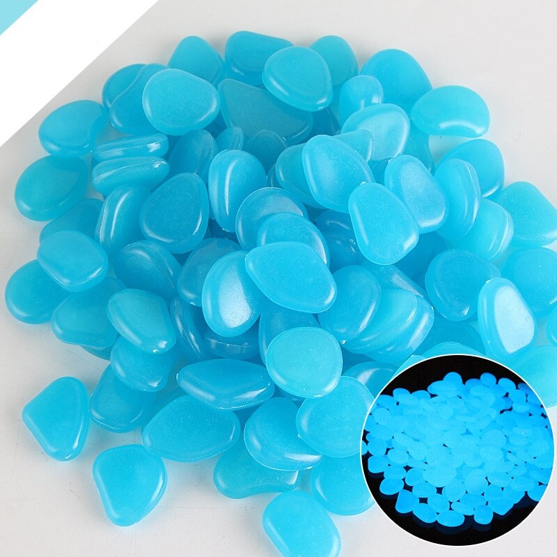 20/100pcs Glow in the Dark Garden Glow Stones Rocks for Walkways Garden Patio Lawn Garden Yard Decor Luminous Stone: blue