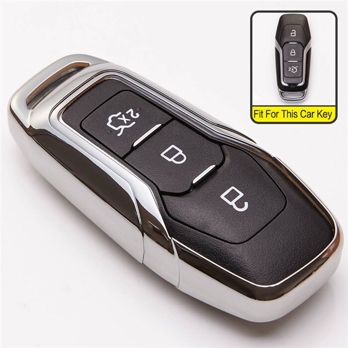 Funda protectora TPU para llave de coche para Ford Mondeo Mk4 MK3 MK5 Ranger S C Max explorador 5 accesorios para llavero ST F15: Silver