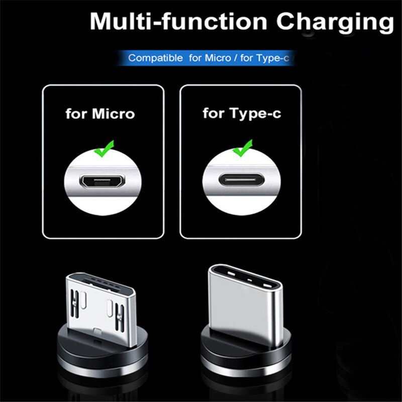 Magnetische Led Licht Kabel Snel Opladen Magneet Micro Usb Type C Kabel Honor 20 10 8X Oplader Voor Iphone X samsung S8 S10 A50 A70
