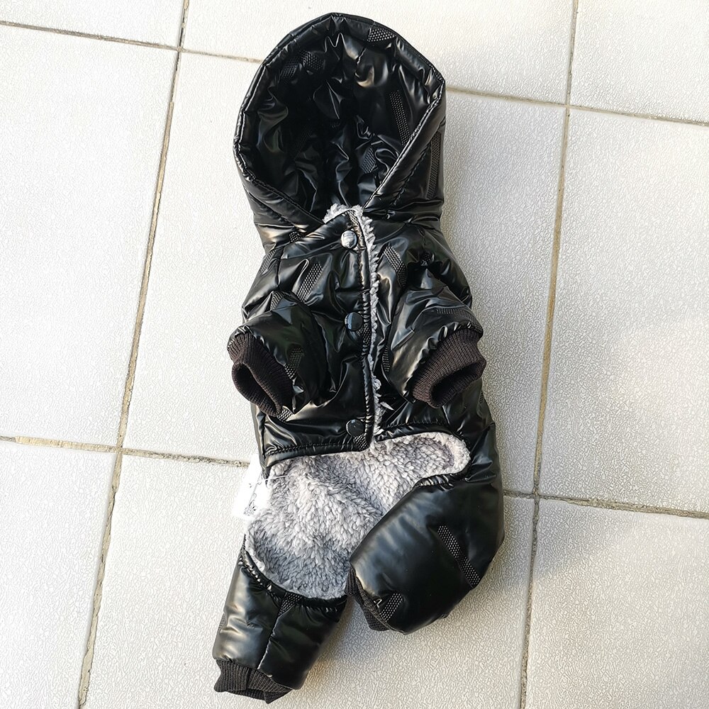 Ropa de invierno para perros pequeños, abrigo grueso de lana para mascotas, chaqueta, Mono para perros Chihuahua, ropa para cachorros: Black / XXL