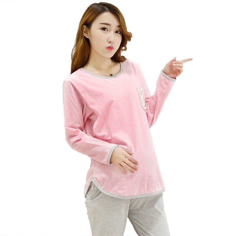 Pijamas de maternidad postparto fuera de manga larga lactancia ropa Otoño Invierno lactancia ropa