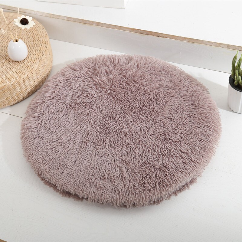 Ronde Hond Bed Mat Lange Pluche Kat Deken Pluizige Lounger Hond Kussen Warm Huisdier Bed Huis Voor Kleine Grote Honden katten Dierbenodigdheden: Brown / diameter 50 cm