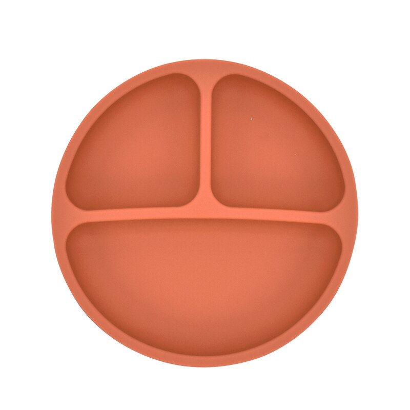 Assiette à manger en Silicone pour bébé, solide, mignon, dessin animé, vaisselle de pour bébé, formation, vaisselle, bol d'alimentation pour enfants: Orange