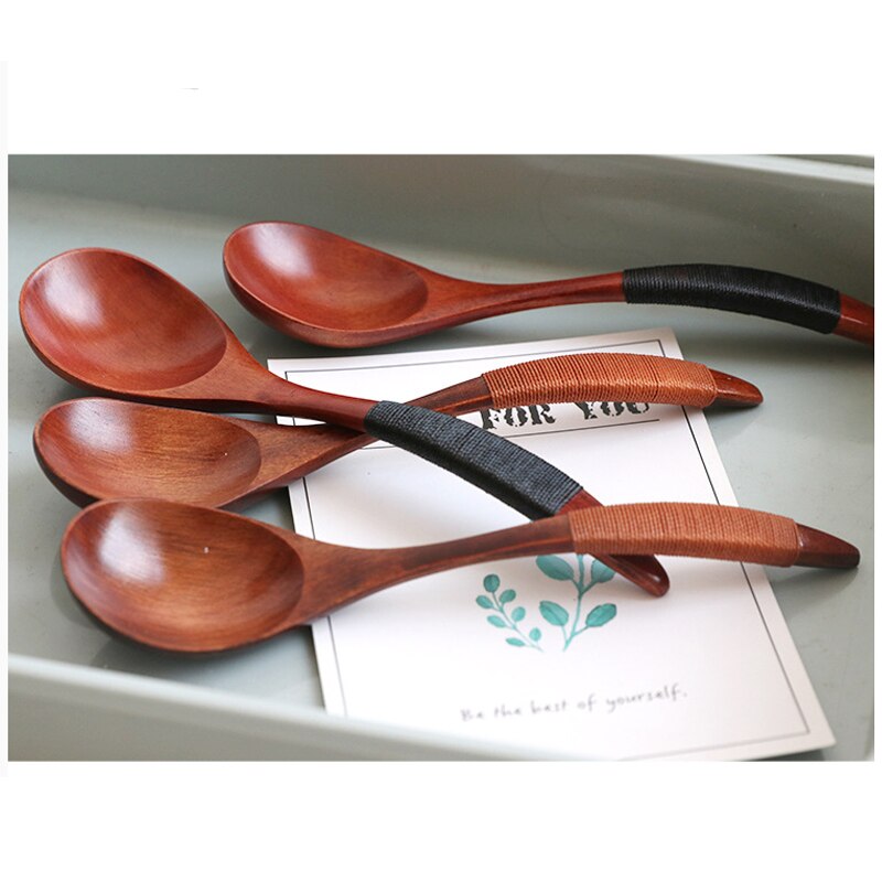 Squirrel Spoon Big Carved Wooden Spoons Non-slip Anti-scald Solid Wood Soup Spoon 18*4.5cm Long Handle 10pcs/lot