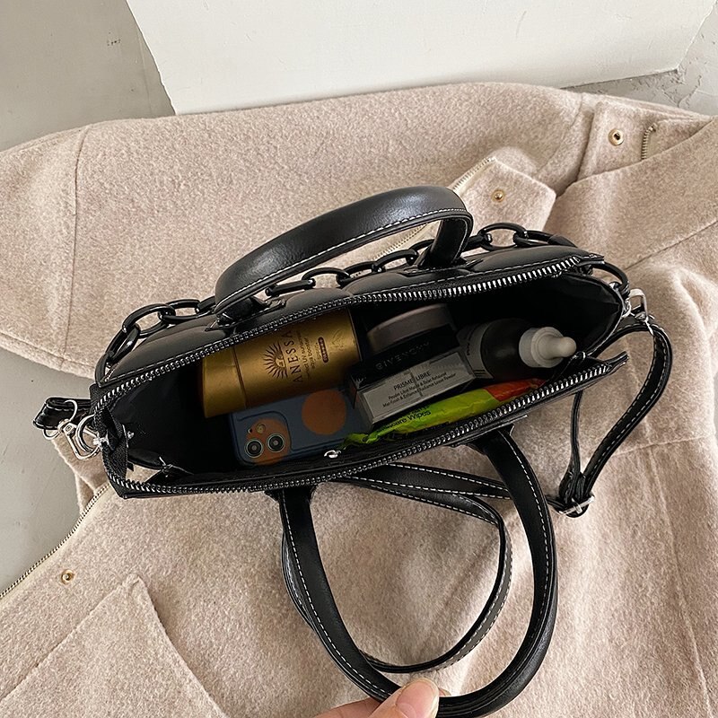 OLSITTI Lattice Pattern Leather Shoulder Bags for Women Minimalist Retro Female Handbag Crossbody