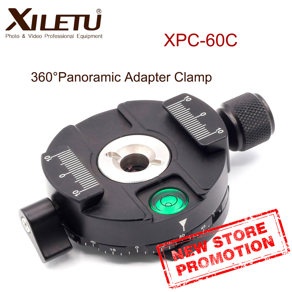 XILETU XPC-60C 360 Degree Panoramic Clamp Aluminum Alloy Adapter Quick Release Plate Tripod DSLR Photography Accessory