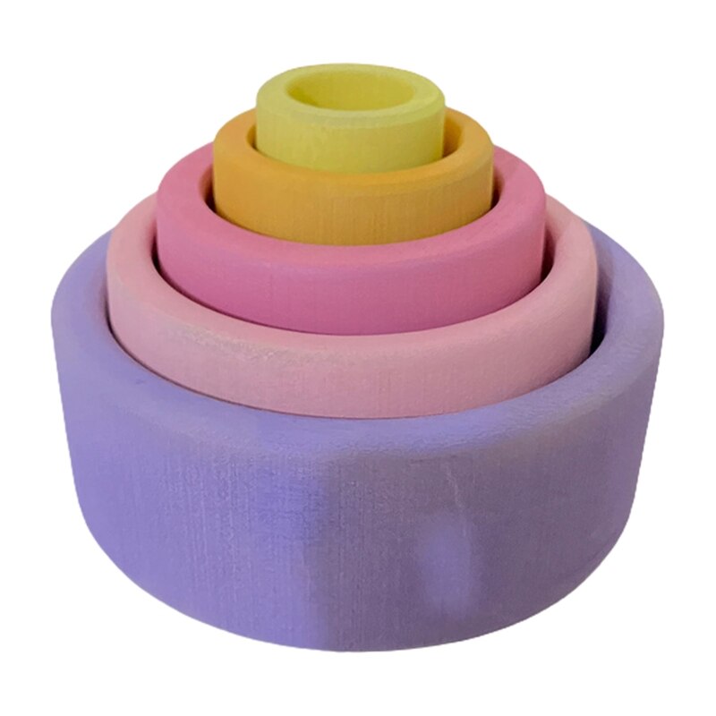 5 pz Del bambino Arcobaleno Di Legno che impila Creativo per Bambini Giocattoli Educativi Regali per Bambini Impilabile Gioco di Apprendimento Blocchi di Costruzione: 2