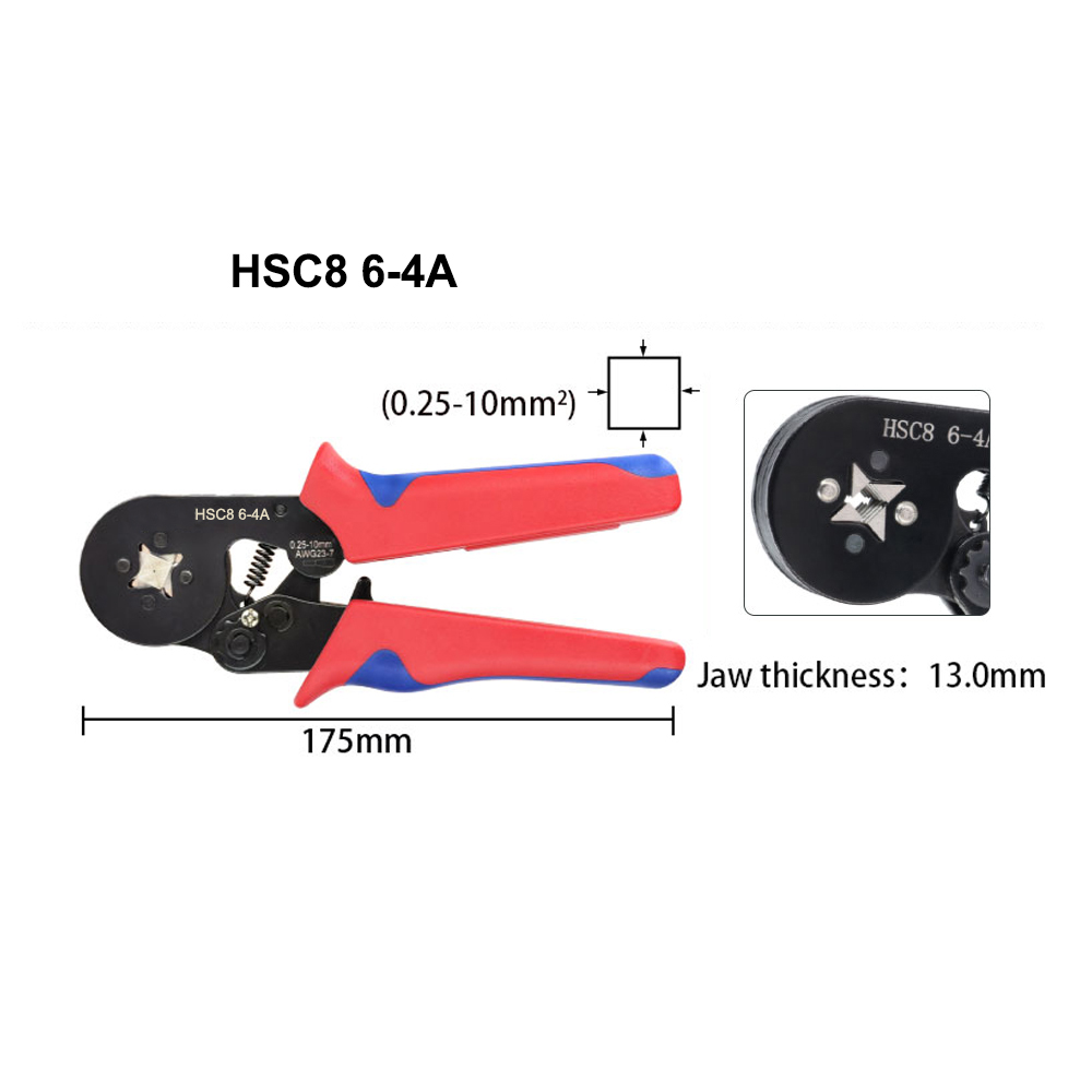 Tubular Terminal Crimping Tools Mini Electrical Pliers HSC8 10SA/6-4 0.06-10mm 23-7AWG 1250PCS Crimping Pliers Ferrule Box Kit