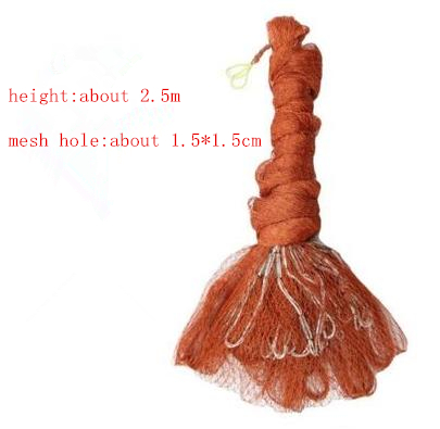 Red de fundición con bolsillo inferior de 2,5 m/3m/3,5 m, plomada de acero tradicional, herramienta de pesca: Rojo